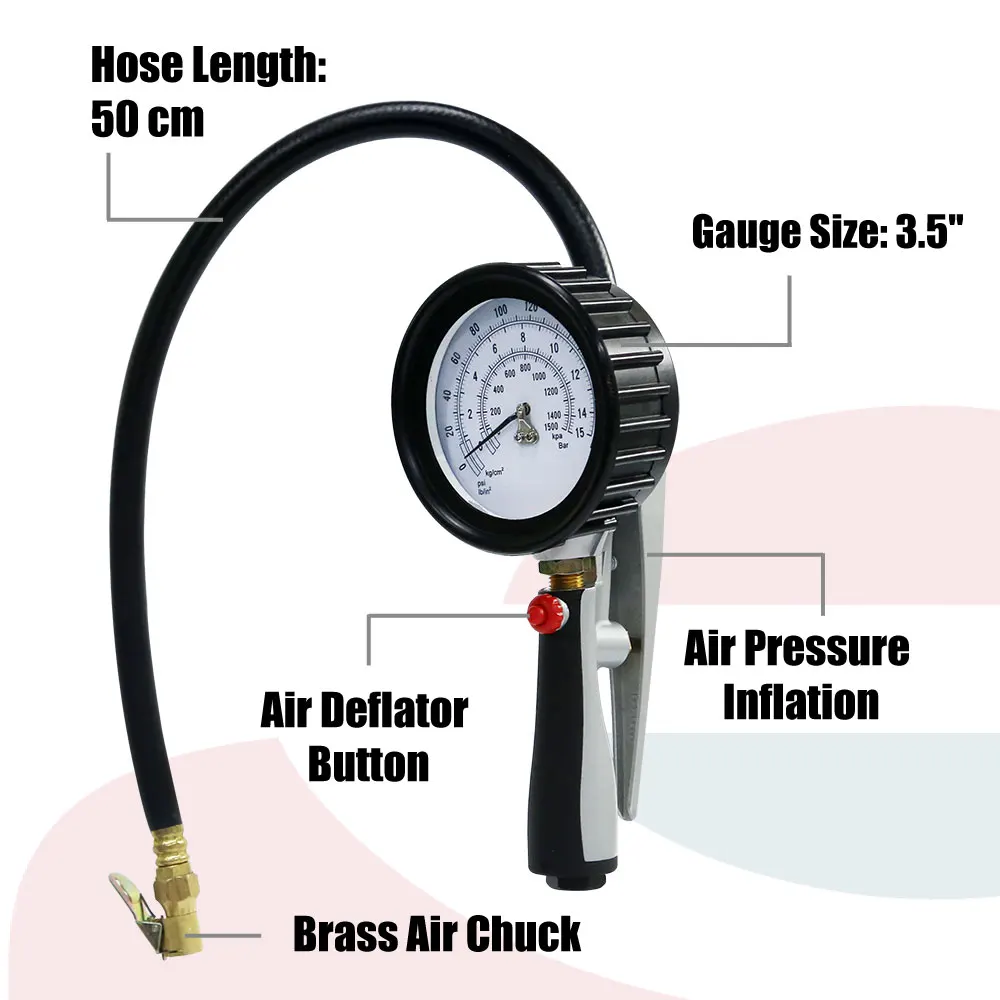LEMATE Pro Metal Tire Inflator with Gauge 220 PSI Dual Air Car Truck Motorcycle Tyre Chuck | Инструменты
