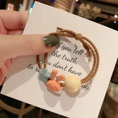 

Ins New Cute Bunny Hair Ring Headdress Korean Girl Simple Hair Leather Tendons Hair Rope Cute Hair Accessories
