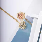 Роскошное сверкающее ожерелье с подвеской в виде цветка розы из фианита для женщин и девушек Подарочное ожерелье для подружки невесты из нержавеющей стали красавицы и чудовища