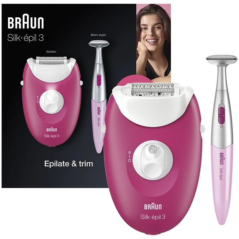 ОРИГИНАЛЬНЫЙ Эпилятор Braun Silk epil 3 Мини Портативный 20 Пинцет система Для удаления