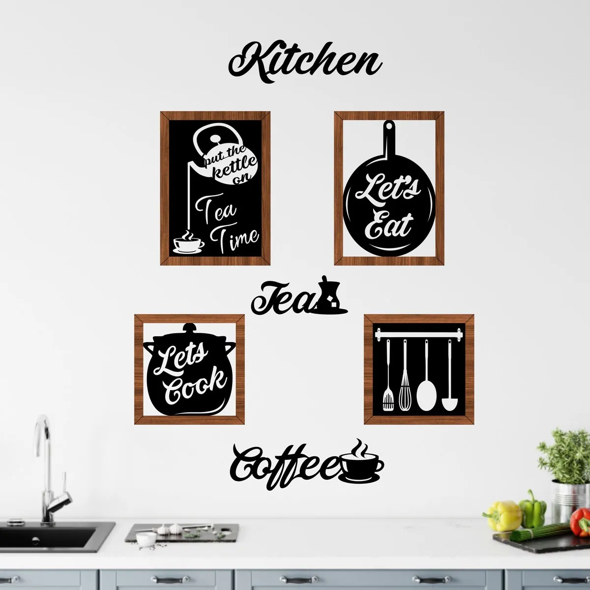 

3D Wall Wood 7 Piece Kitchen Tea Coffe Design Wall Decoration Signboard Decor My Rule New Style Your Home Art Home Gifts Vintage