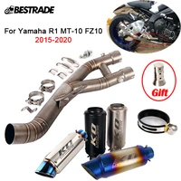 Motorcycle Exhaust System Mid Link Connect Pipe Muffler Tail Vent Tip Removable DB Killer For Yamaha YZF-R1 MT-10 FZ10 2015-2020
