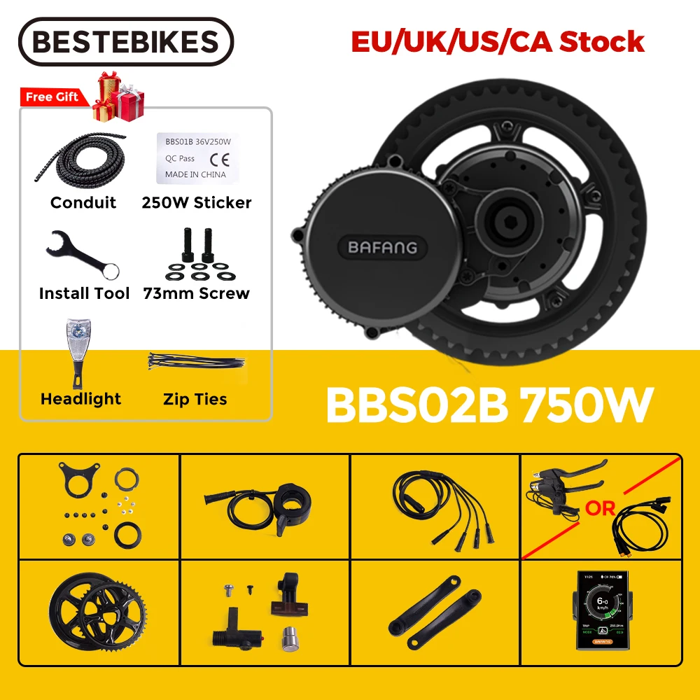 

Bafang двигатель BBS02B 48В 750 Вт 8FUN BBS02 Bafang мотор среднего привода электродвигатель комплект для переоборудования электрического велосипеда LCD DPC18...
