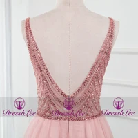 In Stock Hand-Beading Plus Size Evening Dress Spaghetti Strap A-Line Long Party Dresses Transparent Formal Gown vestido-de-festa