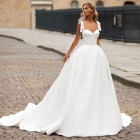 ivory elegant wedding dresses 2022 stain court train wedding party dress a line wedding gown sweetheart celebrity dresses