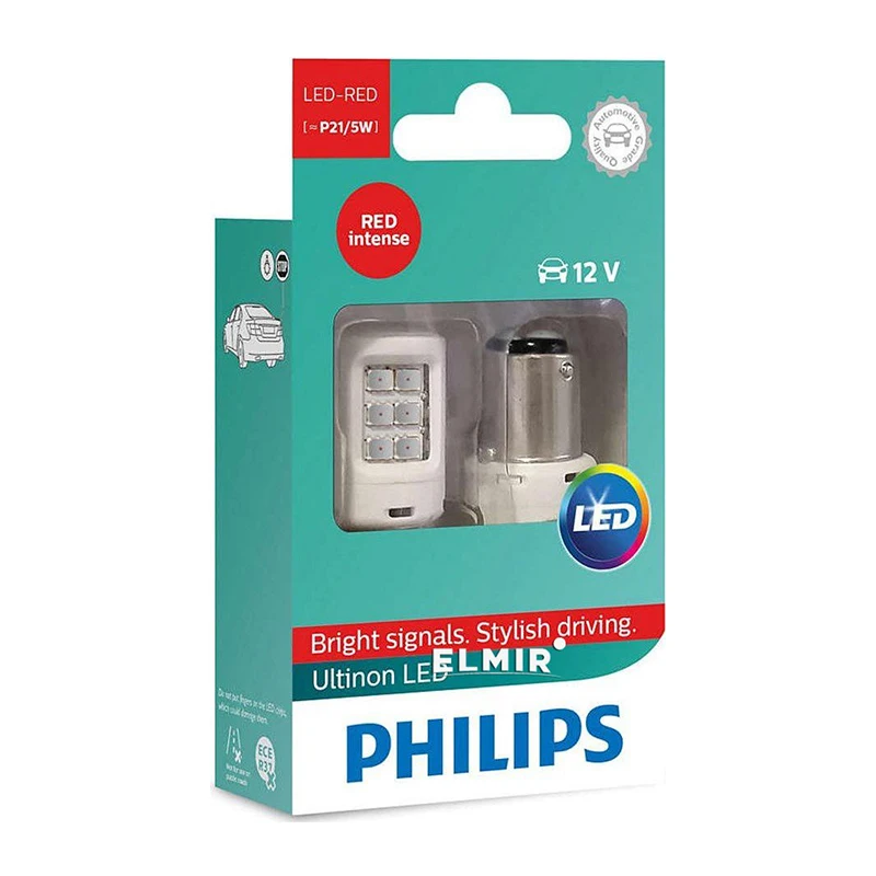 Philips 11499ULRX2 Автомобильная сигнальная лампа 2шт P21/5W 12V 1.9/0.3W RED Ultinon LED Стоп сигналы