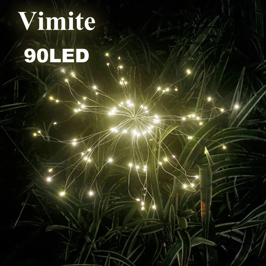 

Outdoor Solar Powered Grass Globe Dandelion Firework Lamp 90 /120/150 Led Flash String Decor Garden Lawn Landscape Holiday Light