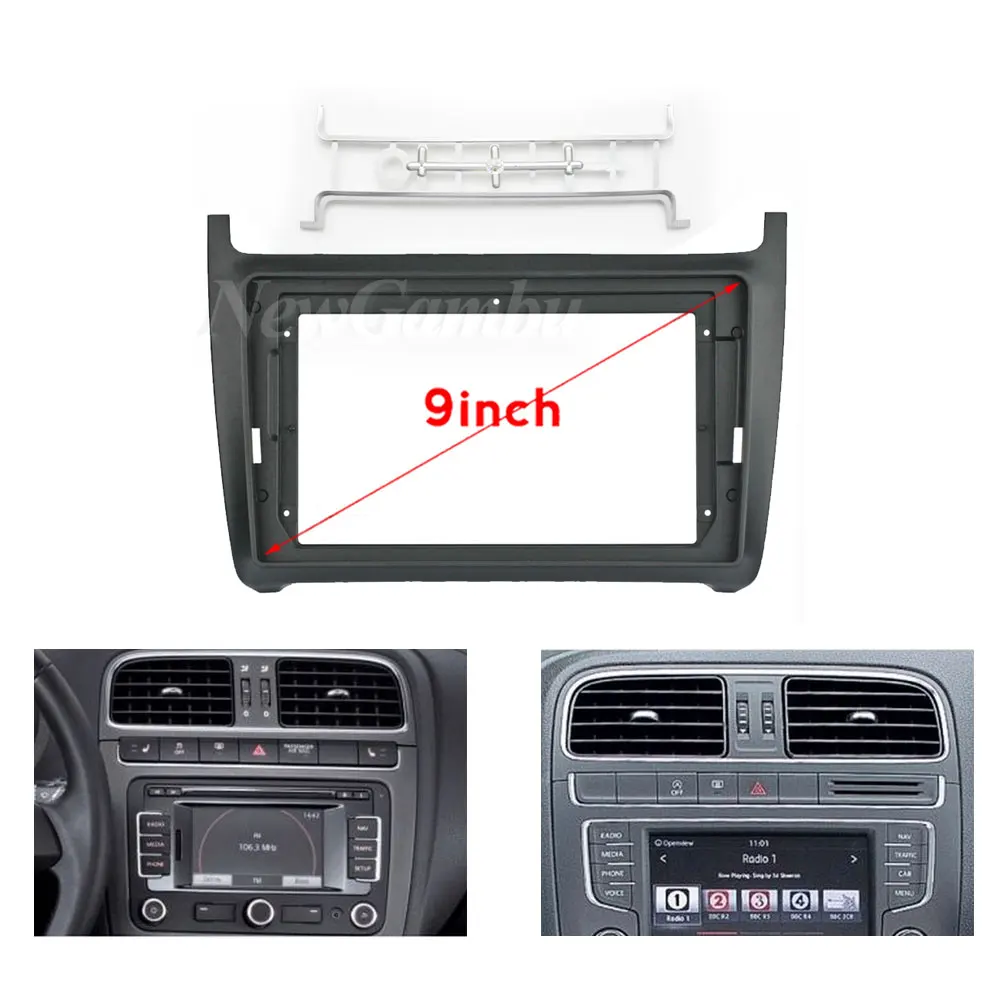 Двойная Автомобильная рамка для Volkswagen Polo 2 Din 9 дюймов 2014 2015 2015-2019 DVD GPS Android комплект
