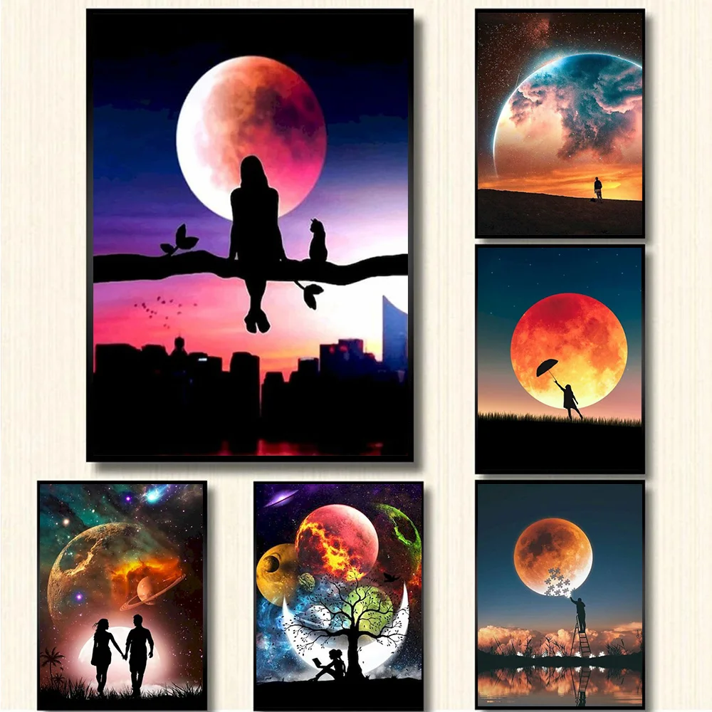 

Abstract Starry Planet Canvas Painting Colorful Graffiti Poster and Print Landscape Picture for Living Room Wall Art Home Decor