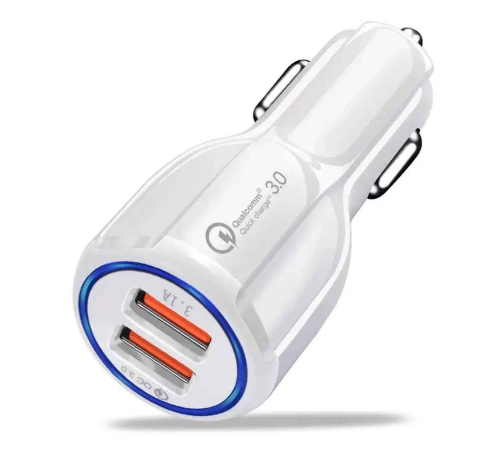 USB мобильный телефон автомобильное зарядное устройство-Qualcom 3,0 Быстрая зарядка+ 1 м Ультра быстрый кабель+ отслеживание груза samsung Iphone