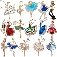 gymnastics girl flower dancer crystal brooches for women cute pin bijouterie high quality corsage fashion wedding jewelry