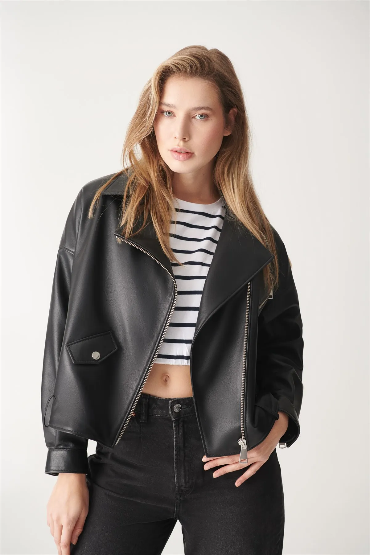 Women Oversize Coats Genuine Leather Jackets Black Sheepskin Outfits 2022 Spring Autumn Fashion Designer Dresses Made in Turkey