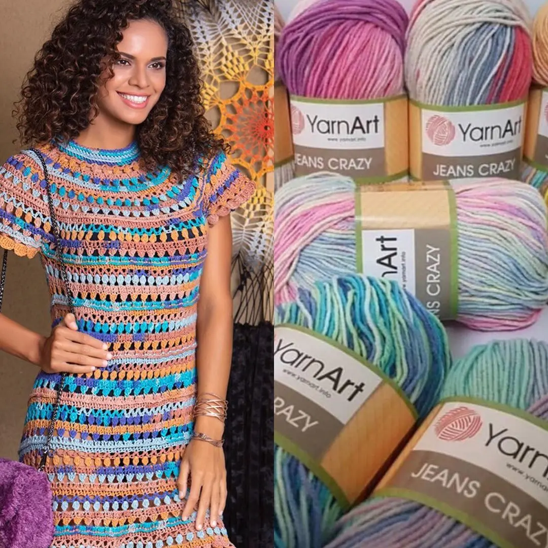 Yarnart джинсы Crazy пряжа 5x50gr 160mt ручное вязание крючком нить % хлопок 55 45 PolyAcr сочетает