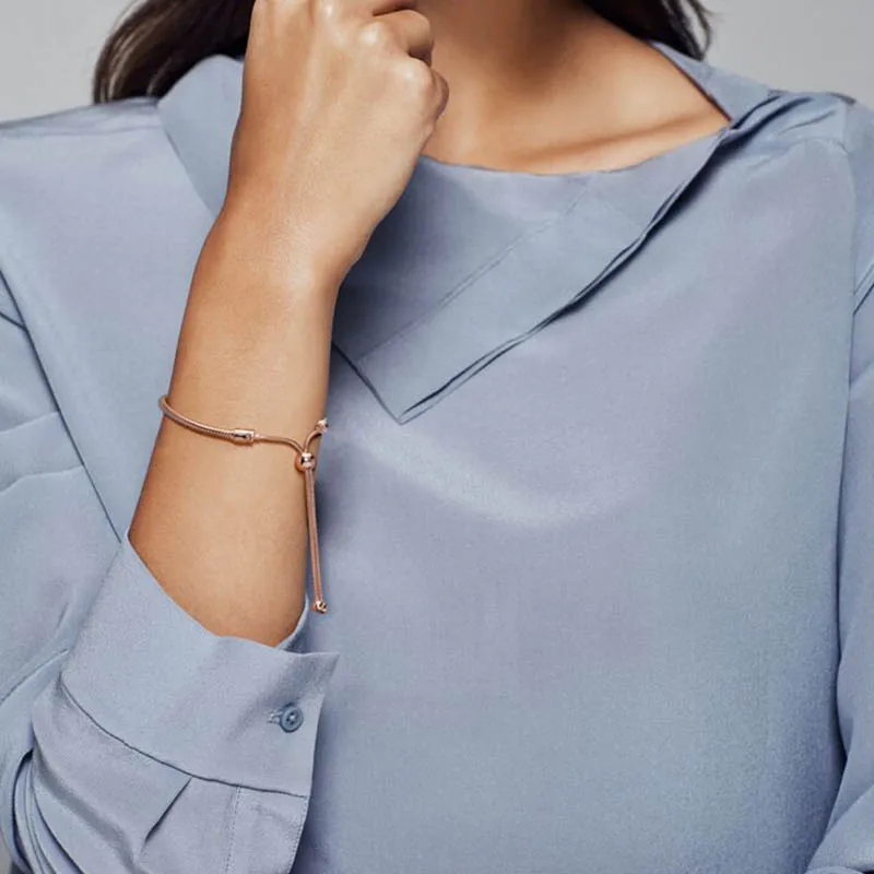 

PANDORA Rose Gold Silvery Moments Snake Chain Bracelet With Gift Box Mother's Day