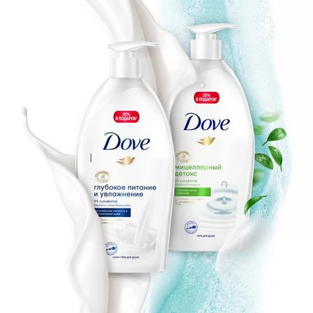 Dove бессульфатный крем-гель для душа Глубокое питание и увлажнение 750 мл | Красота