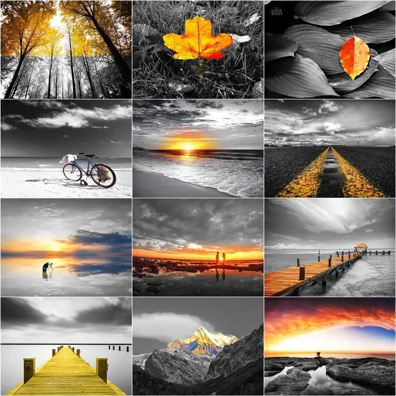 

Paint By Number Black And White Scenery Picture Hand Painted Painting DIY By Numbers Kits Art Drawing On Canvas Home Decor