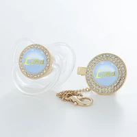 miyocar personalized gold bling pacifier and pacifier clip all transparent bpa free dummy luxury blue gold name pacifier