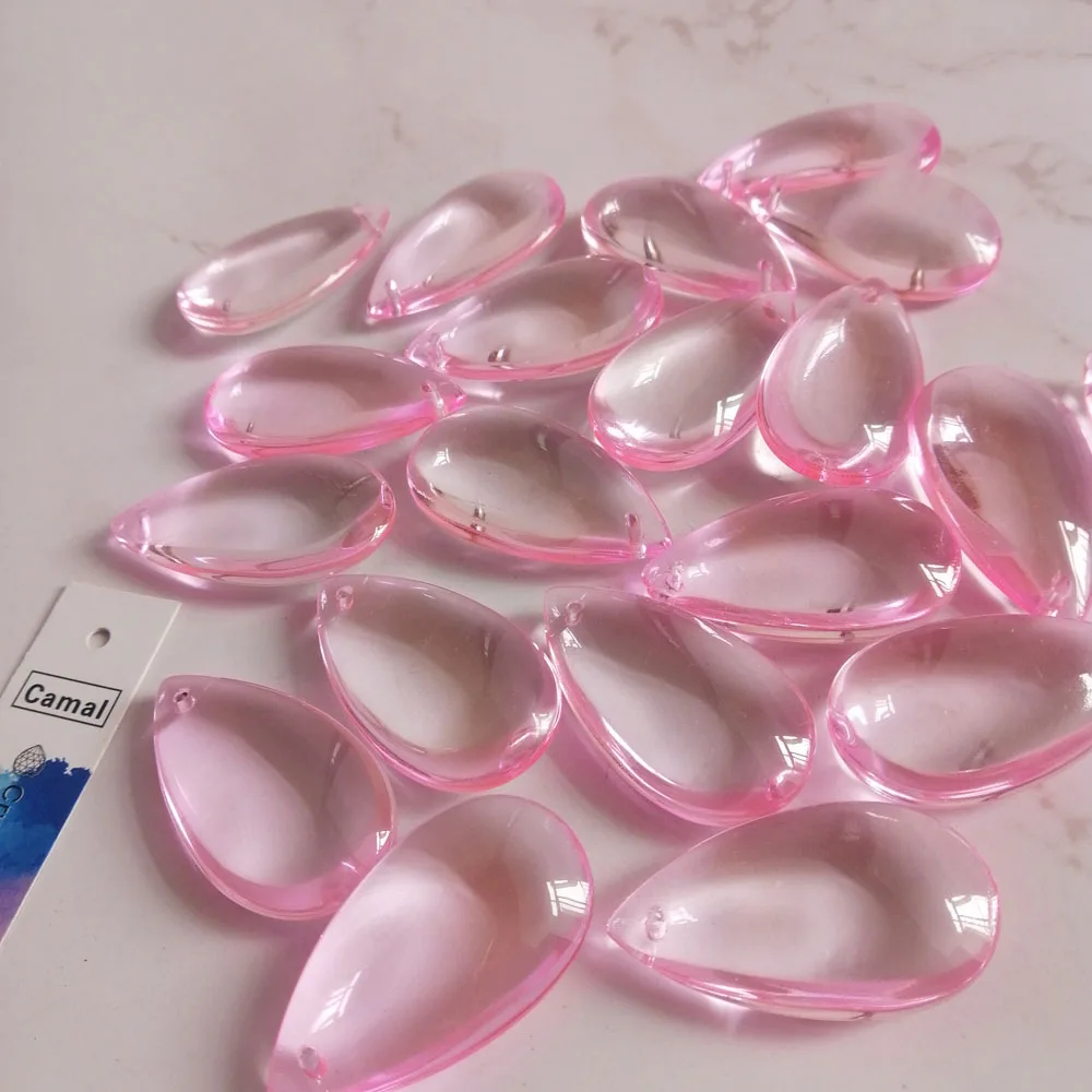 Камаль 20 шт. 36 мм розовые кристально гладкая каплевидные бусины Призма Подвесная
