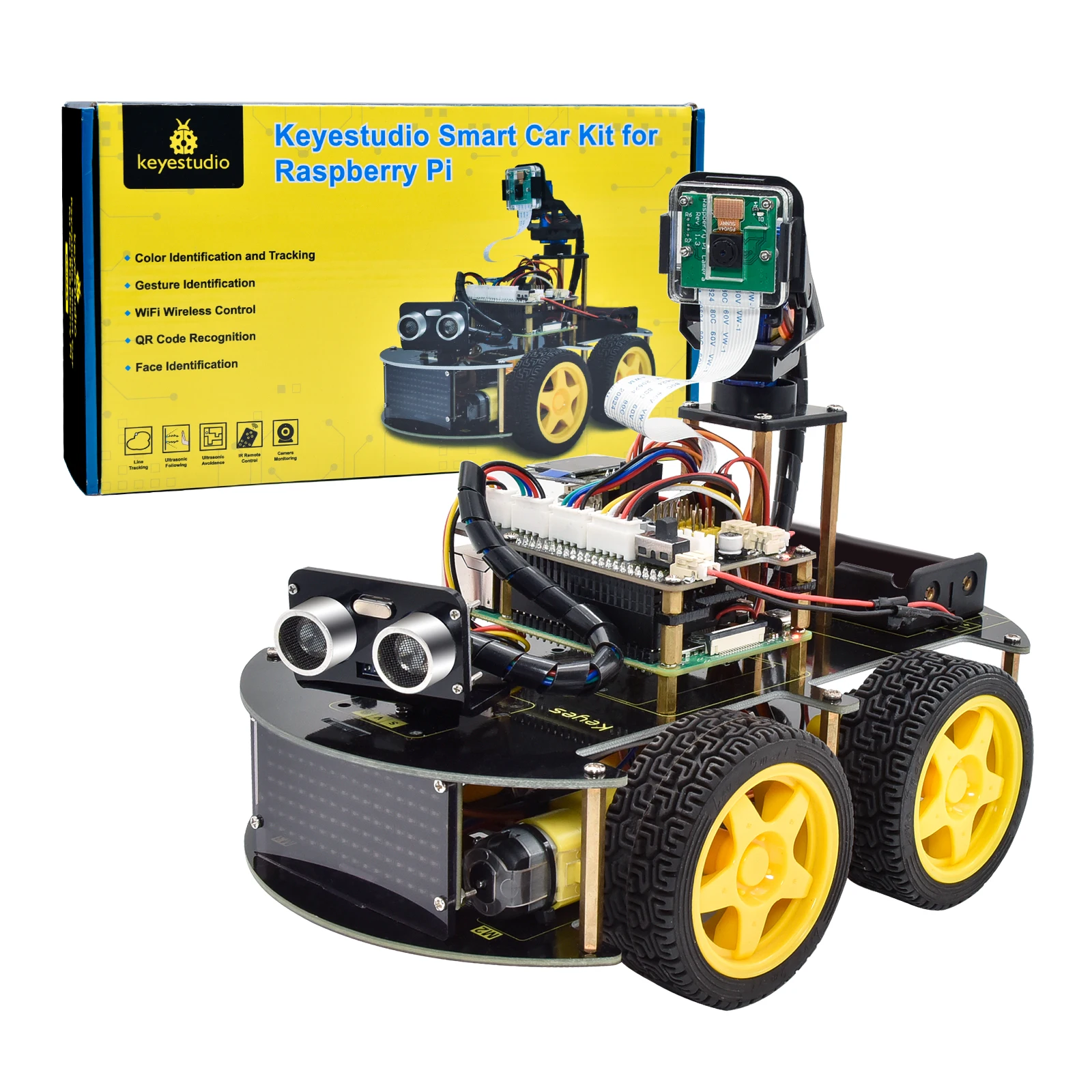 Keyestudio Raspberry Pi 4B Robot Car + модуль камеры 5 мегапикселей программирование Python для (без