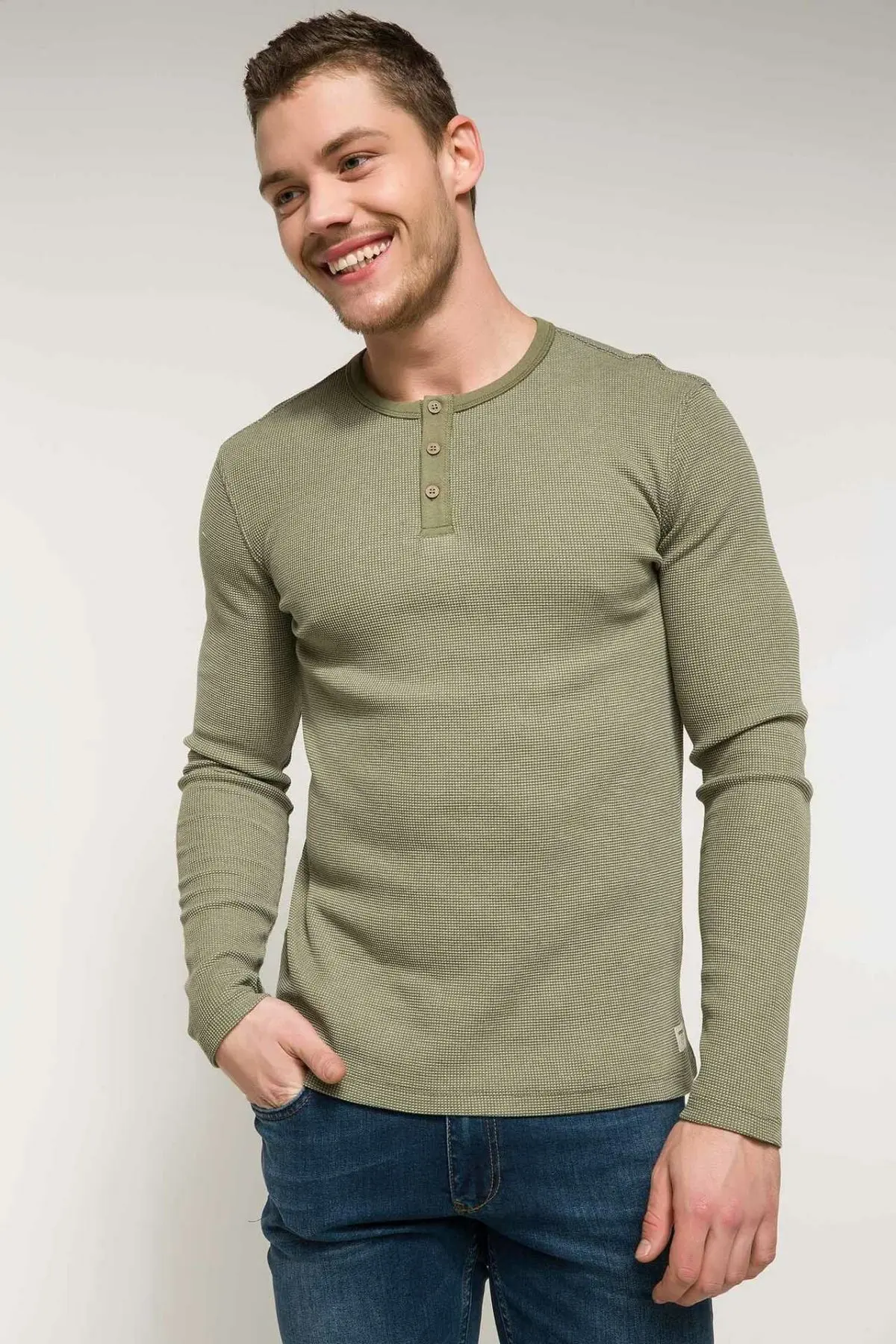 DeFacto модные мужские однотонные тонкие пуловеры повседневные Джокер простые топы