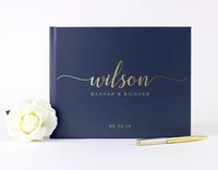 custom guest book gold foiled wedding guestbook navy blue wedding book bridal shower gift hardcover personalized sign in book