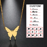 new butterfly necklace with chain engrave custom name stainless steel gold plated jewelry personalized gifts for women mom girls