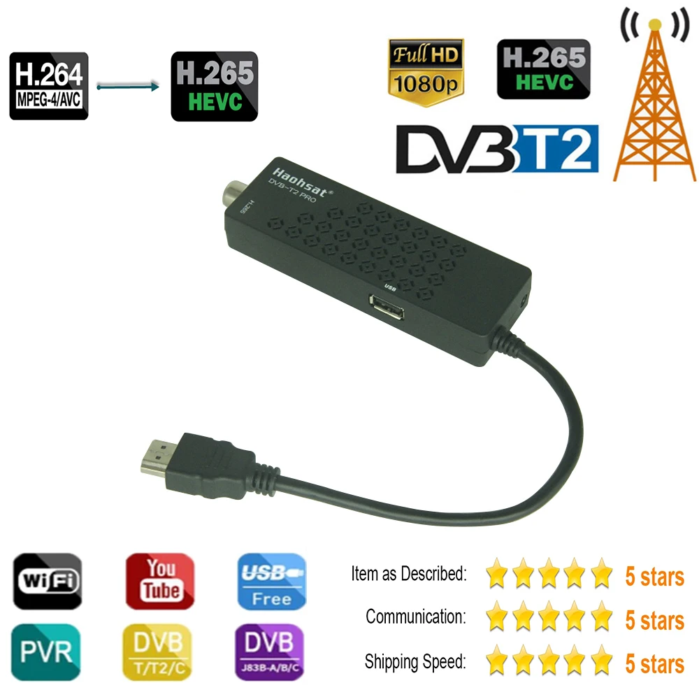 

Haohsat телефон, итальянский ТВ-тюнер, ТВ-приставка 4K T2 для цифрового ТВ, HD-приемник, Wi-Fi ресивер, ТВ-приставка, H.265 HEVC AC3 HD