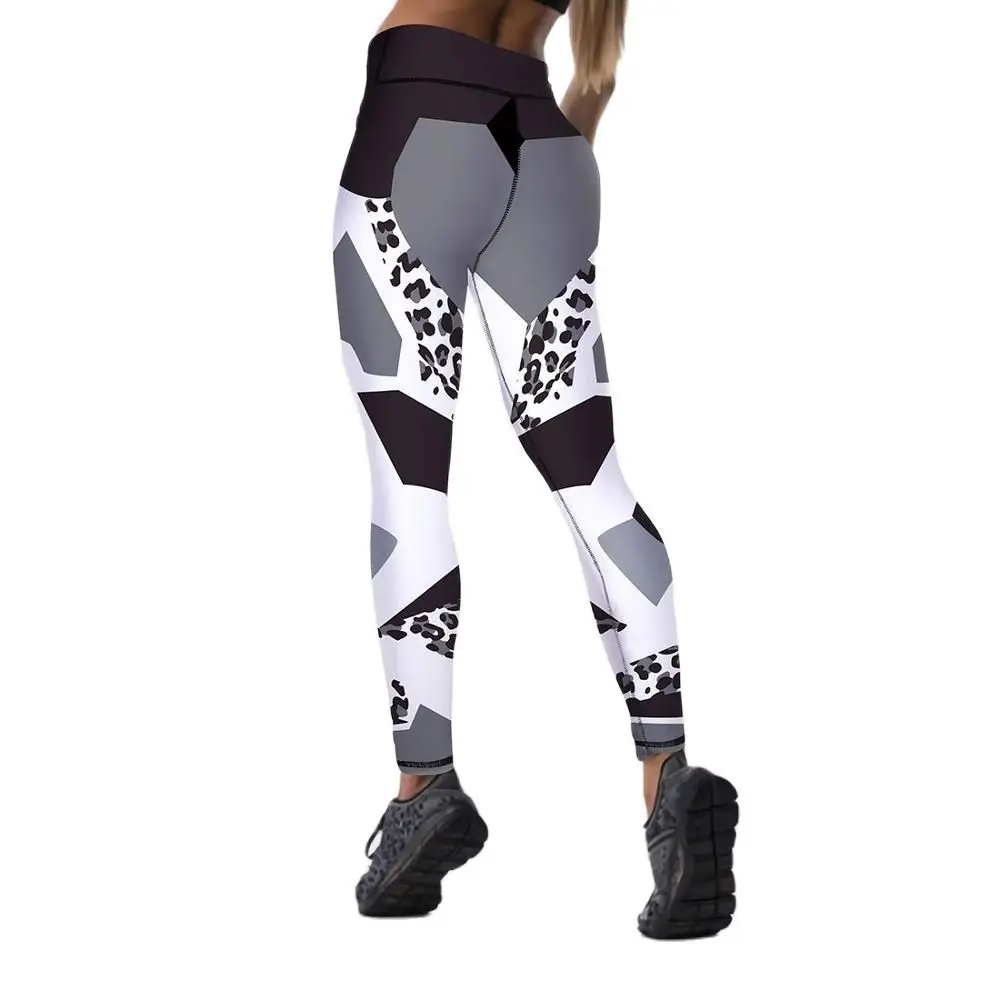 

Qickitout 12%spandex Sexy High Waist Elasticity Women Digital Printed Leggings Push Up Strength Pants