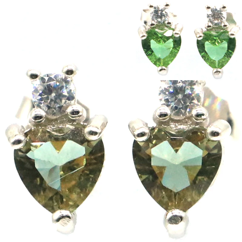 

9x6mm Infinity Love Heart 1.1g Created Color Changing Spinel Zultlanile Alexandrite Topaz CZ 925 Solid Sterling Silver Earrings
