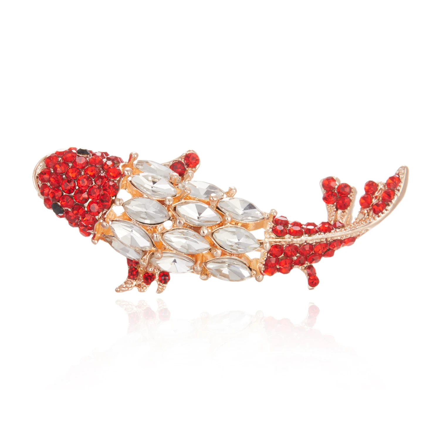 

Vintage Crystal Rhinestone Carp Fish Brooches Cute Animal White Red Koi Carp High Quality Party Brooch Pin Women Fashion Jewelry