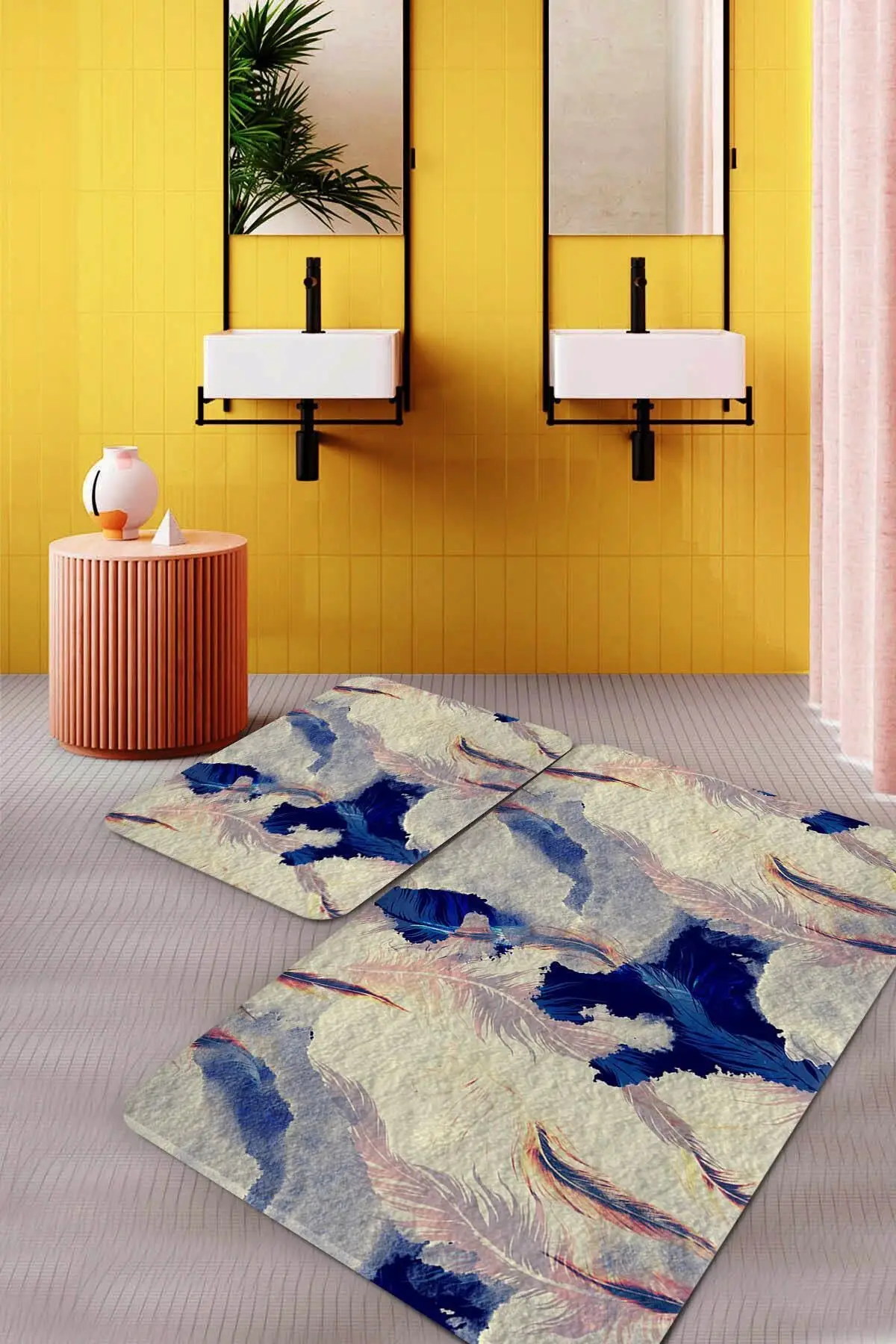 

Mixed Bathroom Rugs-Rugs Bathtub Mat- Shower Room Mat -Toilet Bath Mat- 2 pcs
