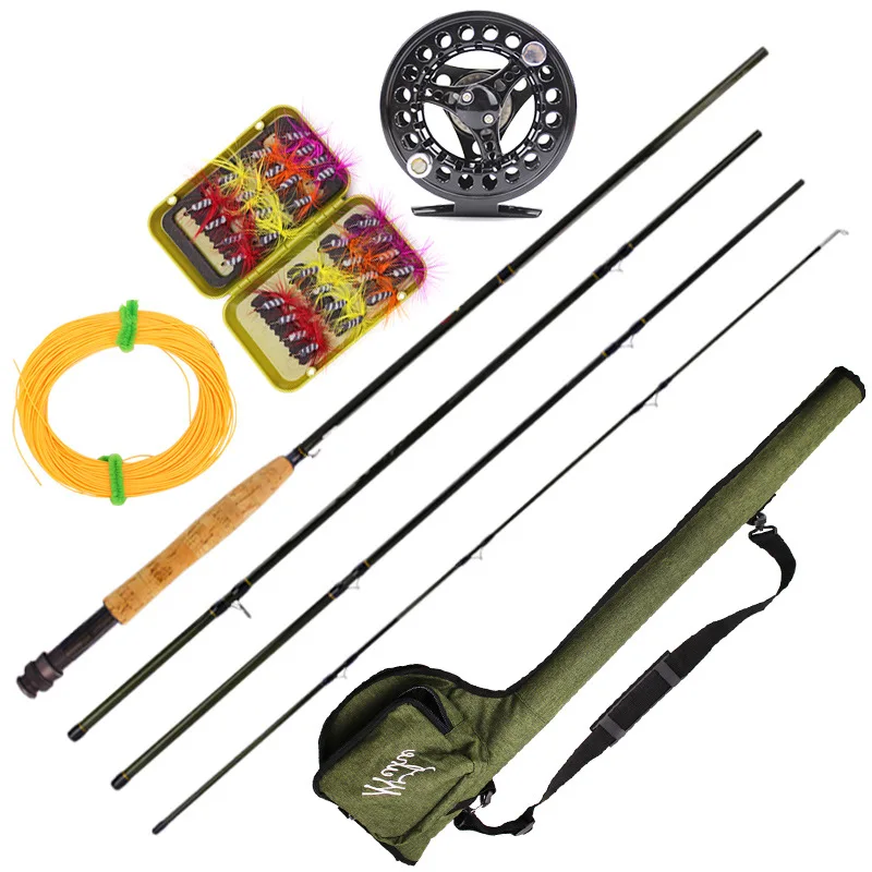 Fly Fishing Rod and Reel Combo Set Fishing Flies Lure Accessories Kit Wiith Handbag