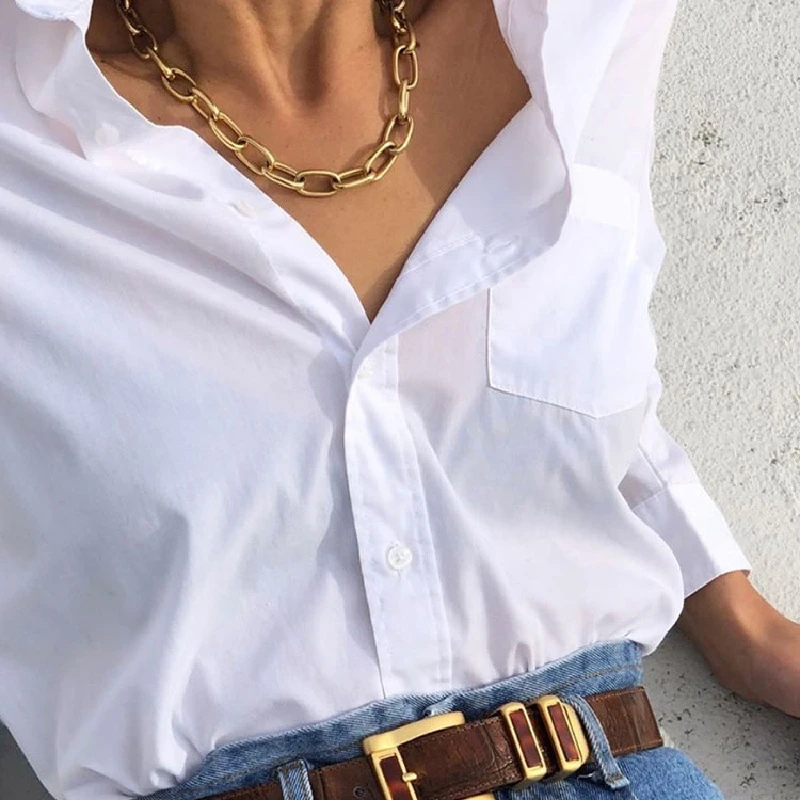 

Hip Hop Gold Link Chain Necklace For Women Collar Statement Big Cuban Chunky Thick Choker Necklaces Female Fashion Punk Jewelry