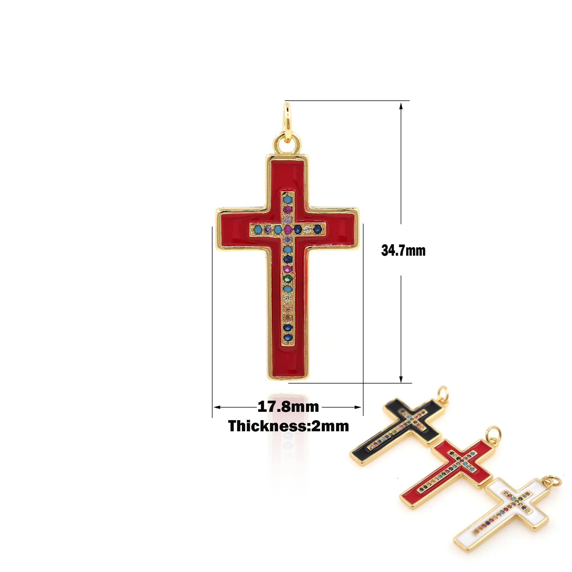 

3 Colors Cute Enamel Cross Charm Earring Pendant Necklace Bracelet DIY Jewelry Making Accessories Religious Faith