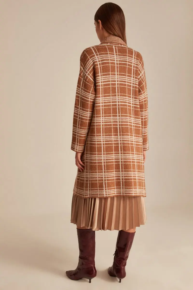 Joinus клетчатый вязаный кардиган для девочек с цветочным принтом и карманами