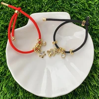 new arrival rope bangle gold plated cz micro pave bear shape pendant adjustable string bracelet couples jewelry