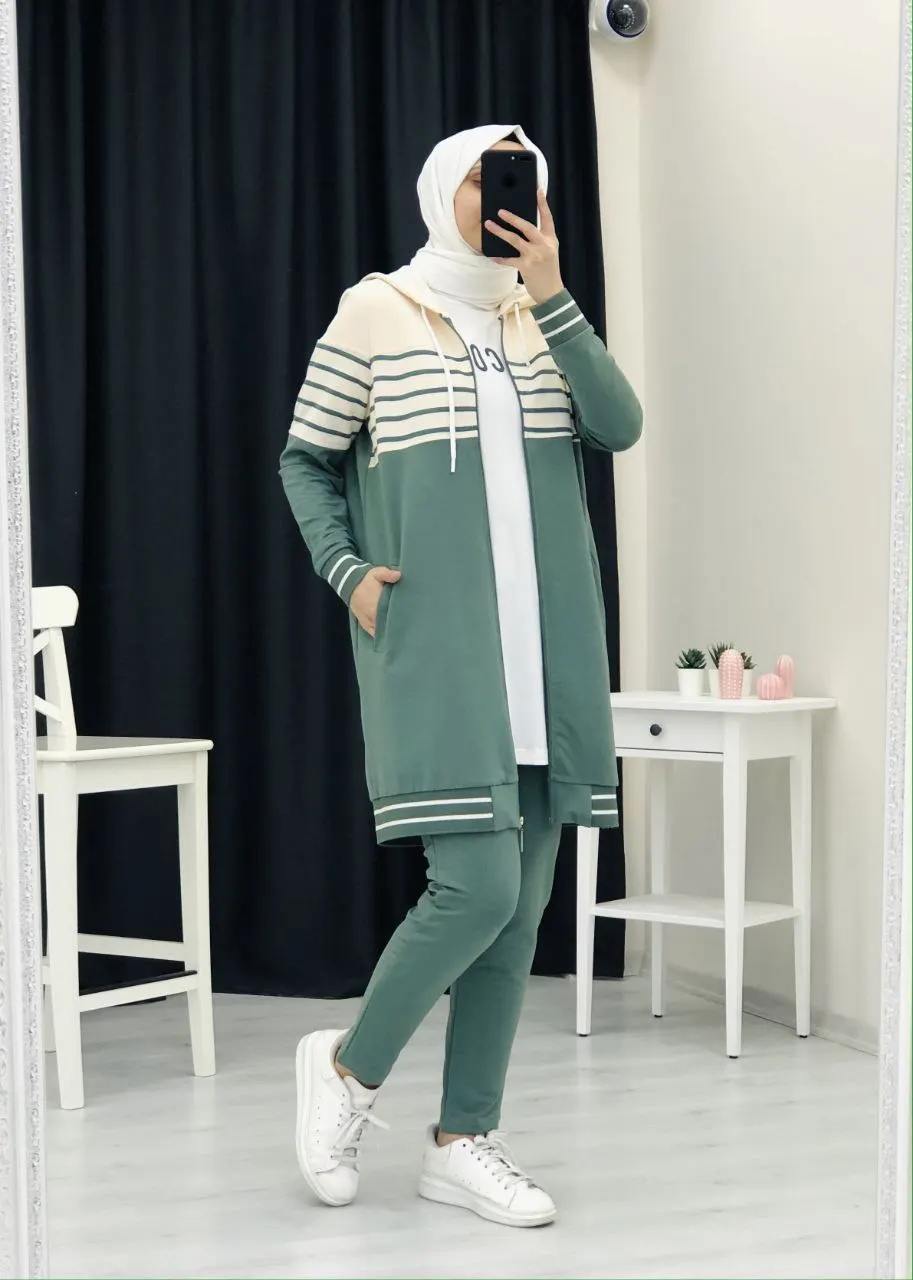 New Season Women 3 Piece Tracksuit Set Abaya Kaftan Dubai Arab Muslim Islamic Fashion Clothing Turkish Quality