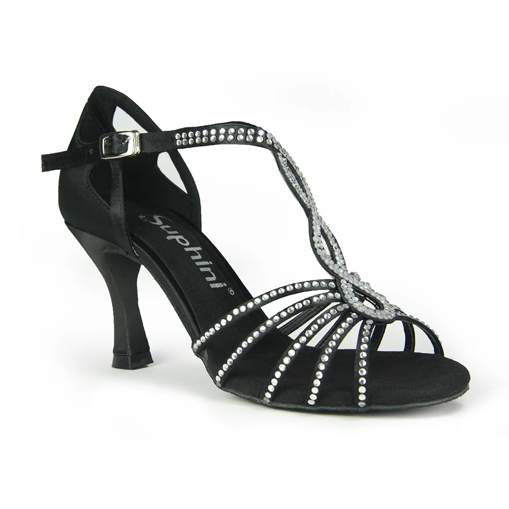 Бесплатная доставка T-STRAP туфли для танцев на высоком каблуке со стразами Женская