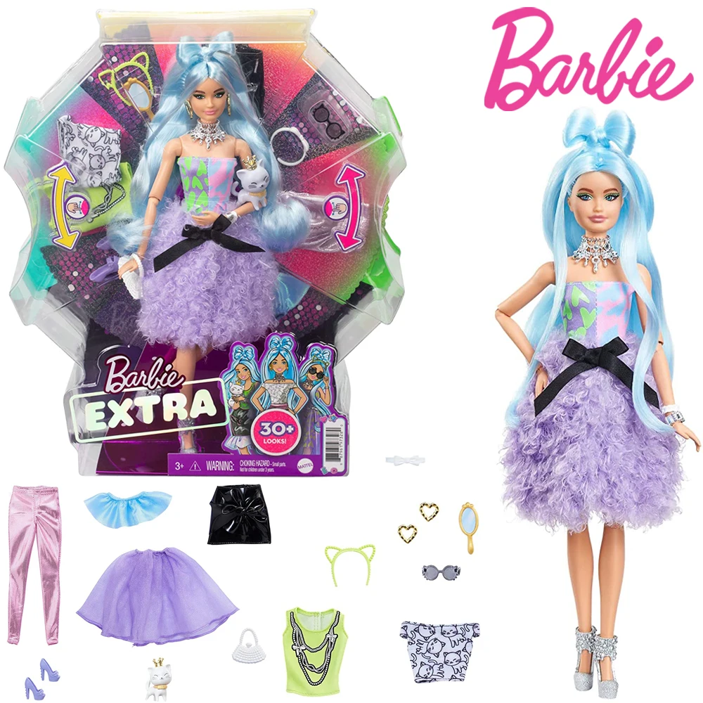 

Barbie Extra Doll Blue Haired Model GYJ69 Original For Kids NEW Toy For Children Birthday Christmas Gifts For Girls Mini Dolls