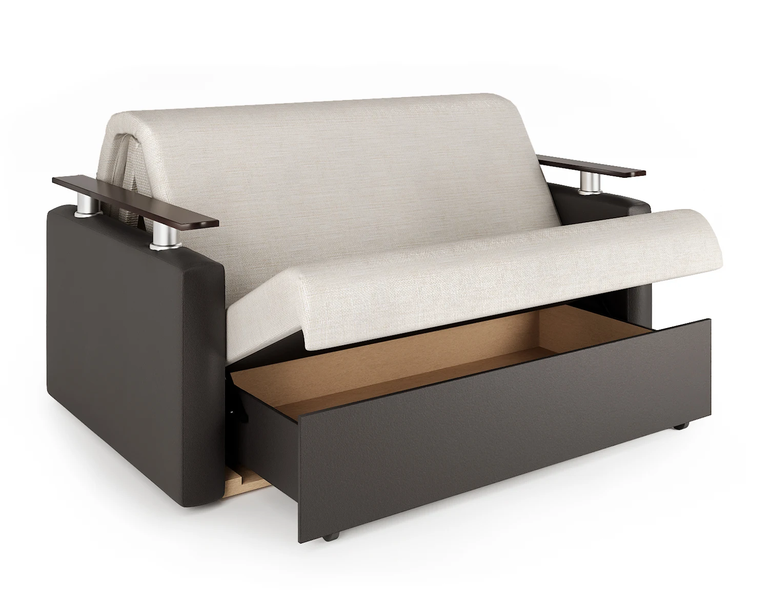 Диван аккордеон Шарм 100 экокожа шоколад и шенилл беж| |