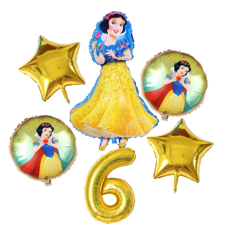 6 шт. на день рождения Белоснежка Аврора принцессы Белль шесть шары в форме
