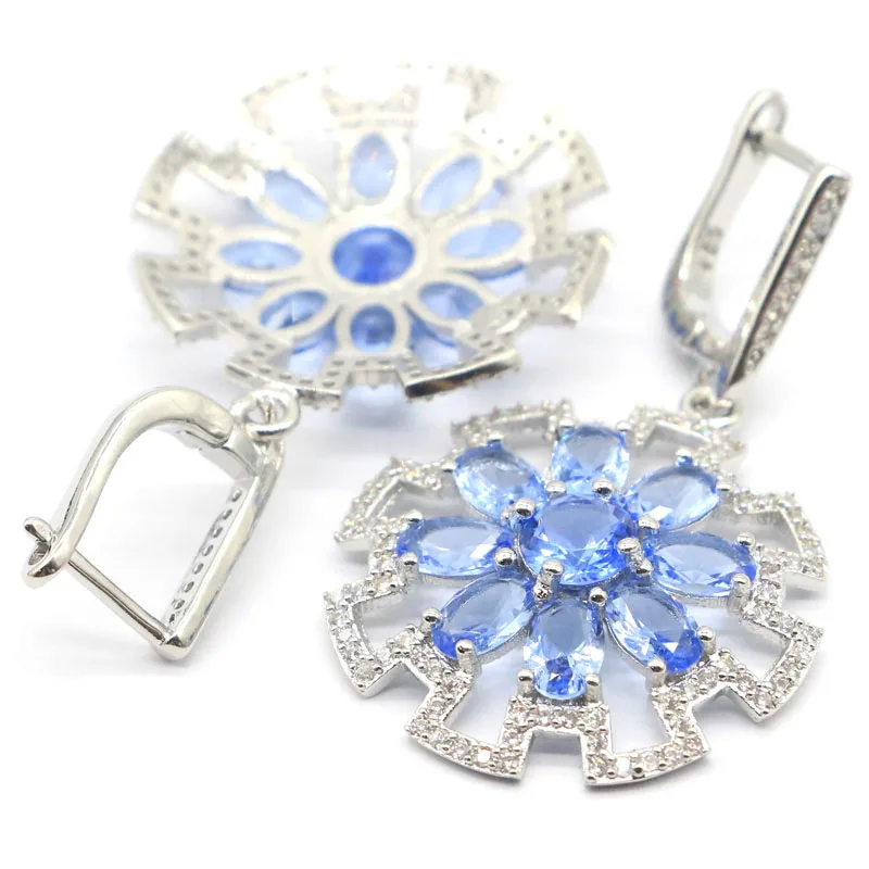 Комплект ювелирных изделий из фиолетового танзанита и розового турмалина с