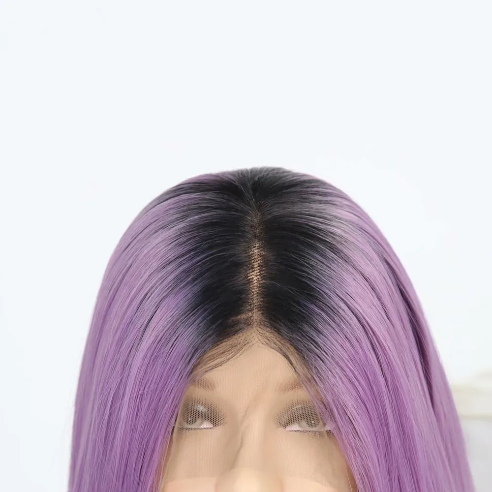 Парики QUINLUX синтетические волосы 13x6 фиолетовые шелковистые прямые парики Омбре