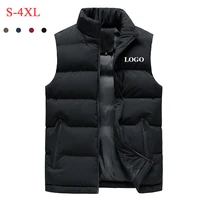 custom logo men jacket winter vest down cotton sleeveless jacket vest mans warm coat sleeveless warm liner male gilet 2021