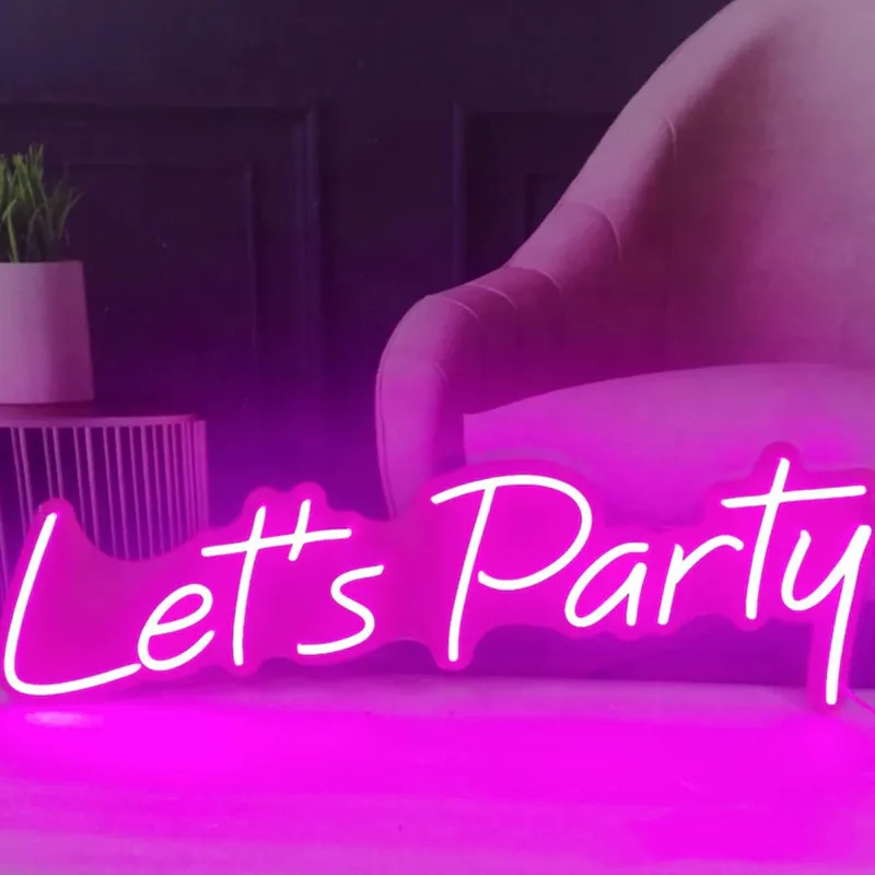 Let's Party Neon Sign Party Neon Lights Neon Art Wall Decor Neon Sign Bedroom Neon Letters Neon Customize LED Light Party Decor