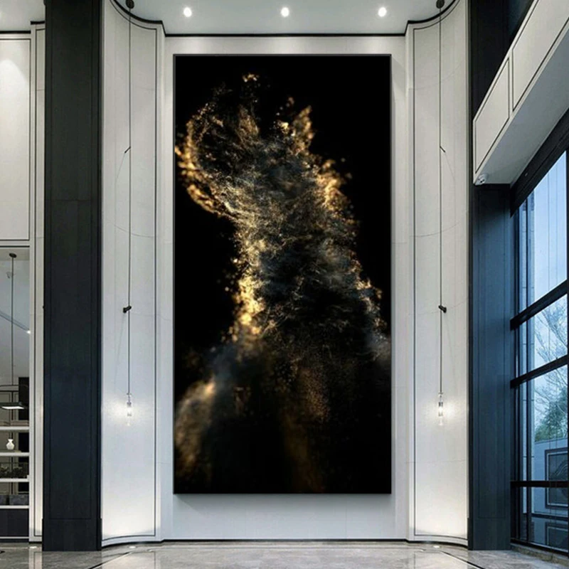 

Abstract Gold And Black Canvas Painting Wall Art Scandinavian Artistical Posters And Prints For Living Room Modern Home Decor