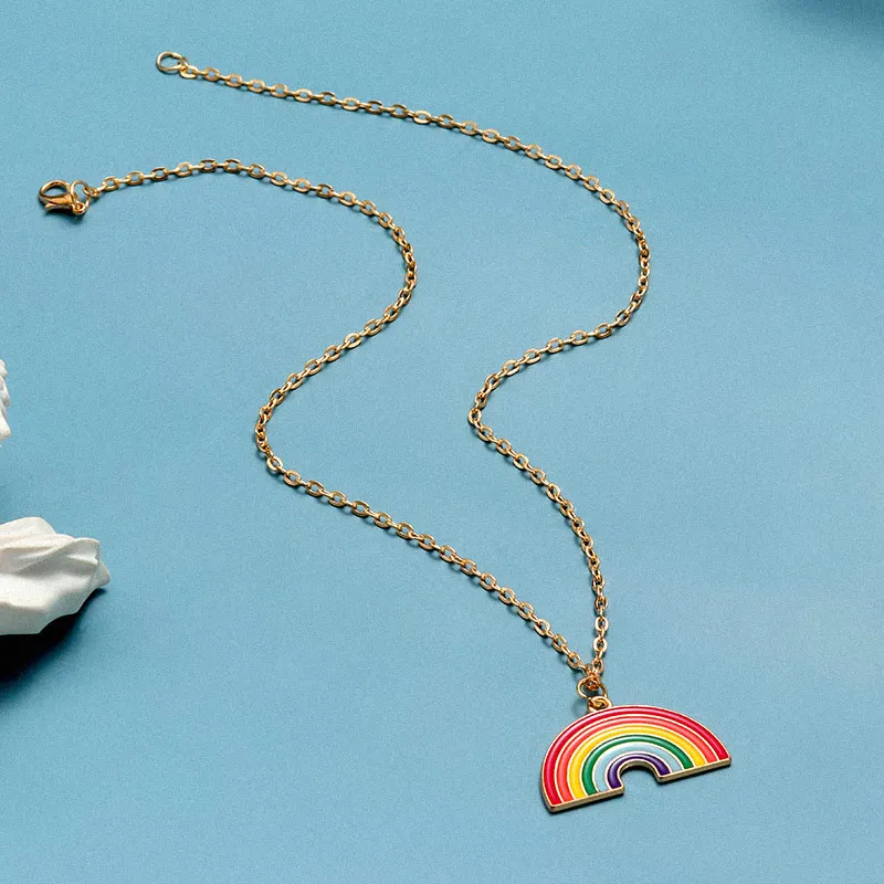 

Vintage Fashion Statement Pendant Necklace For Women Rainbow Bridge Chain Choker Punk Jewelry Accessories Wholesale Necklace