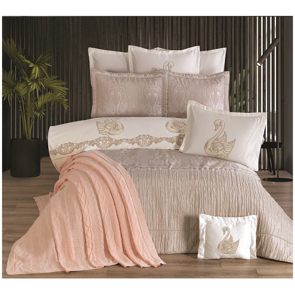 

4 Seasons Usable Powde Swan Patterned Double Dowery Set 11 Pieces