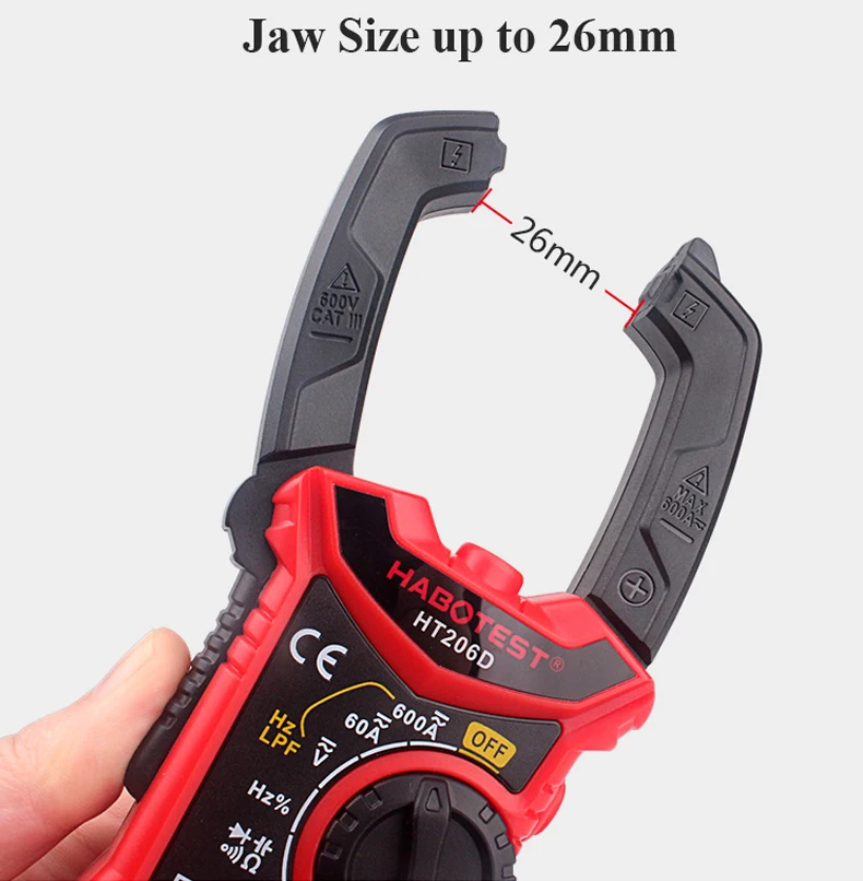 electronic tape measure HABOTEST HT206 Pliers Ammeter Amperometric Clamp Meter Professional Digital Multimeter Automotive Tester 600A AC DC Amp Meter noise level meter