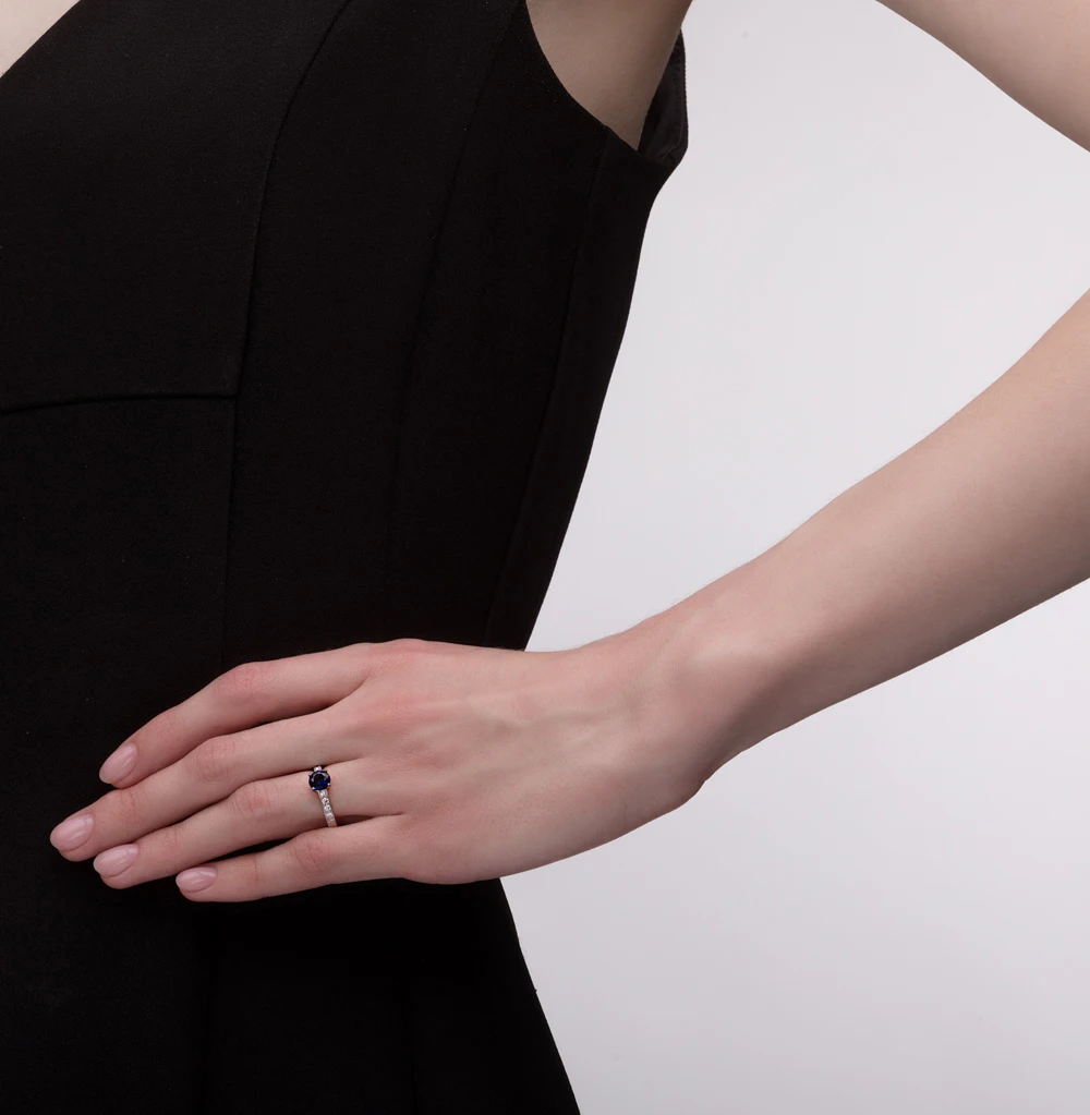 Золотое кольцо с сапфирами и бриллиантами SUNLIGHT проба 585|Кольца| |